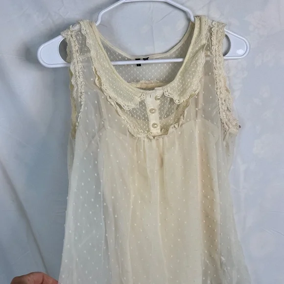 Maurices Ivory Lace & Swiss Dot Sleeveless Blouse - Picture 5 of 5